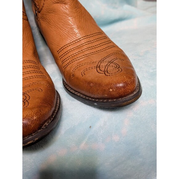 Franco Sarto Waco Boots Size 7 Cognac Leather Western Boho Festival Distressed - Picture 4 of 10